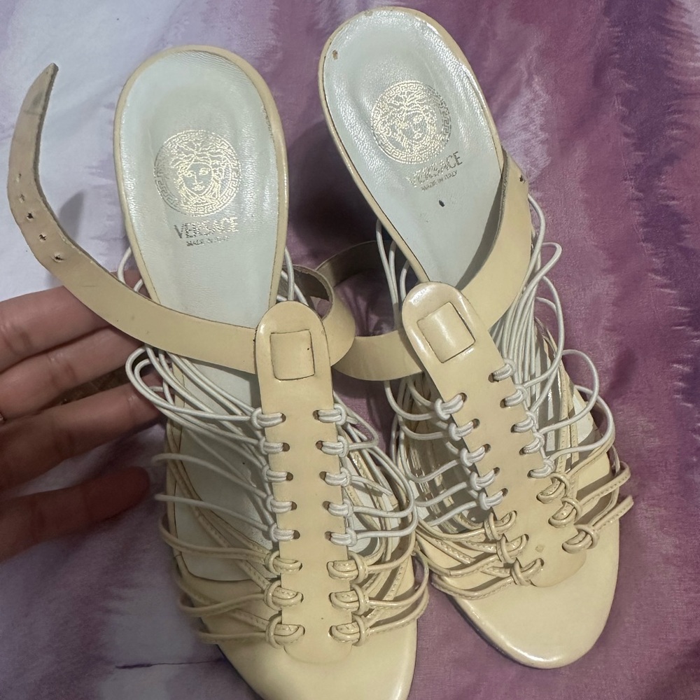 Versace Cream Strappy Sandals